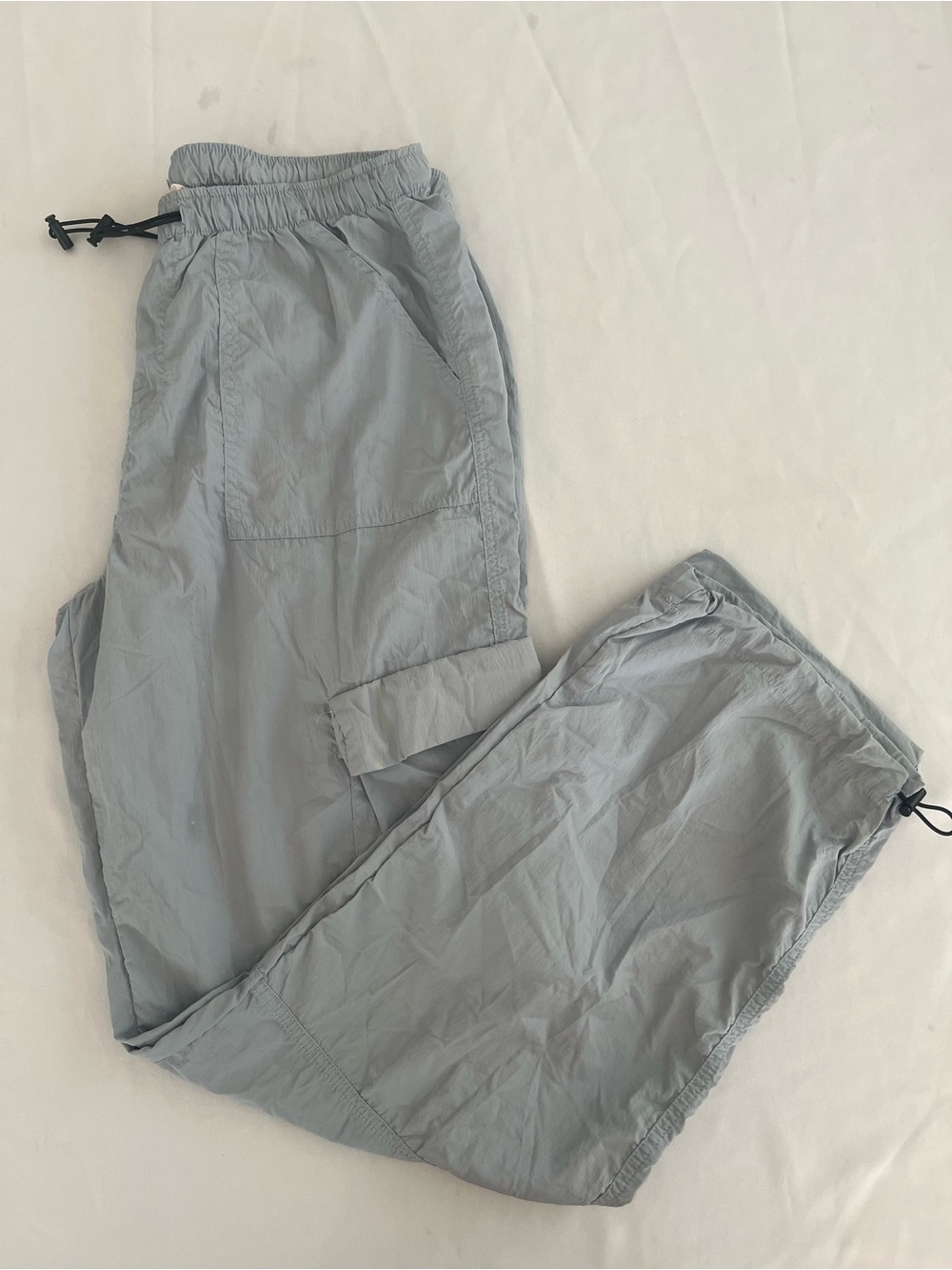 Garage Women Light Blue Parachute Drawstring Utility Cargo Pants